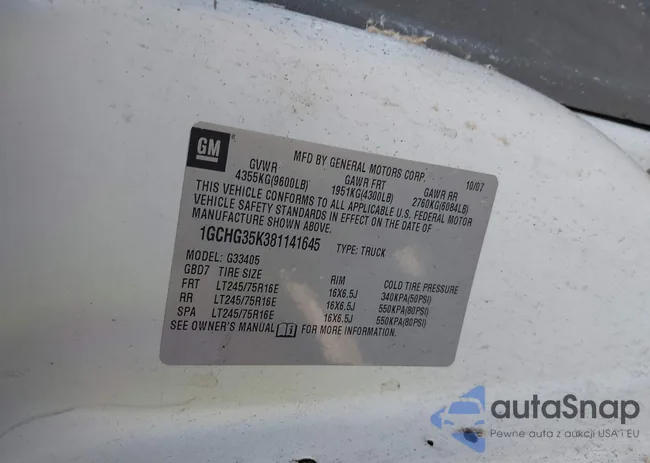 1GCHG35K381141645: 42537516