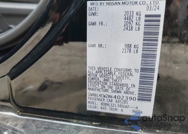 1N4BL4CW2RN402390: 42537536