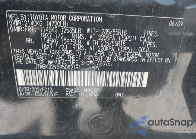 JTMBK32V595082191: 42539017