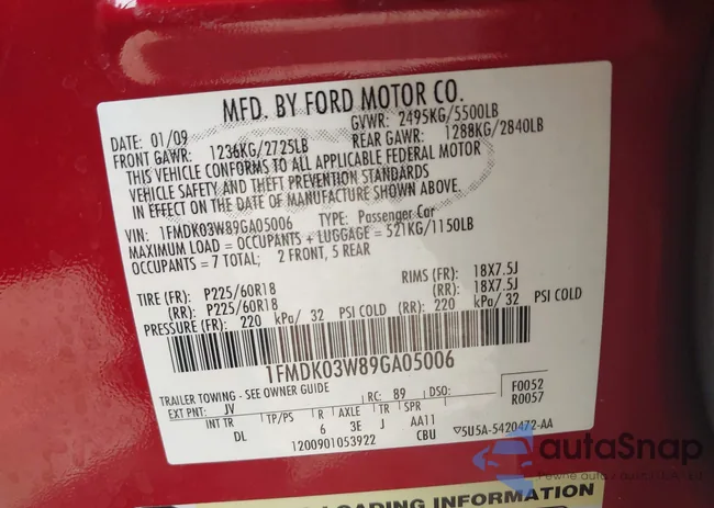 1FMDK03W89GA05006: 42539073