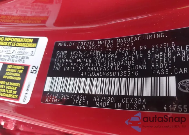 4T1DAACK6SU135346: 42539095