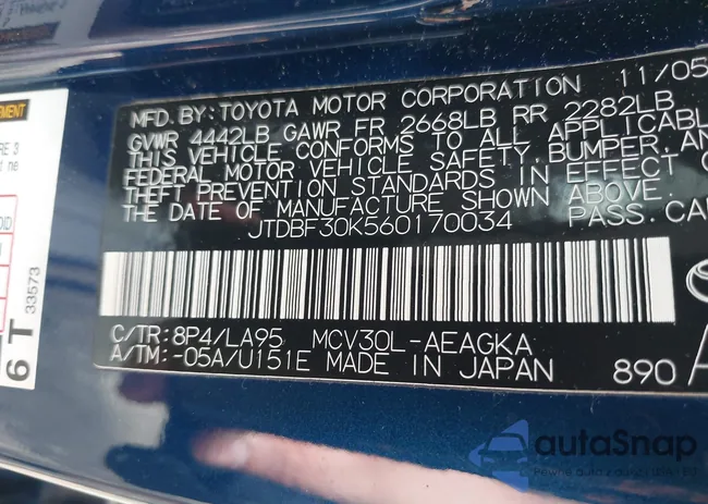 JTDBF30K560170034: 42538311