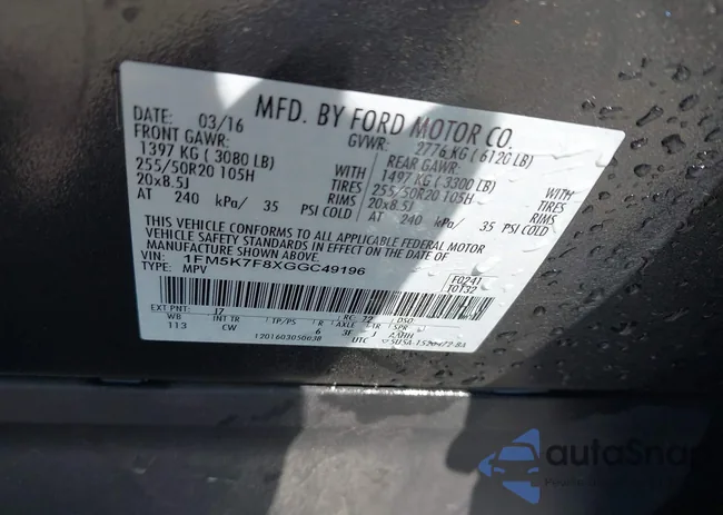 1FM5K7F8XGGC49196: 42539911