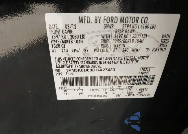 1FM5K8D88DGA27423: 42539946