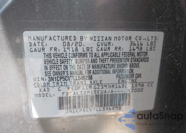 3N1CP5CV7LL546298: 42540098