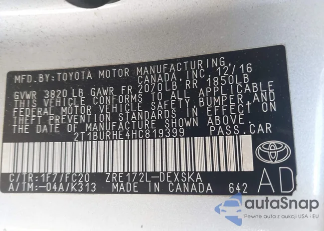 2T1BURHE4HC819399: 42539366