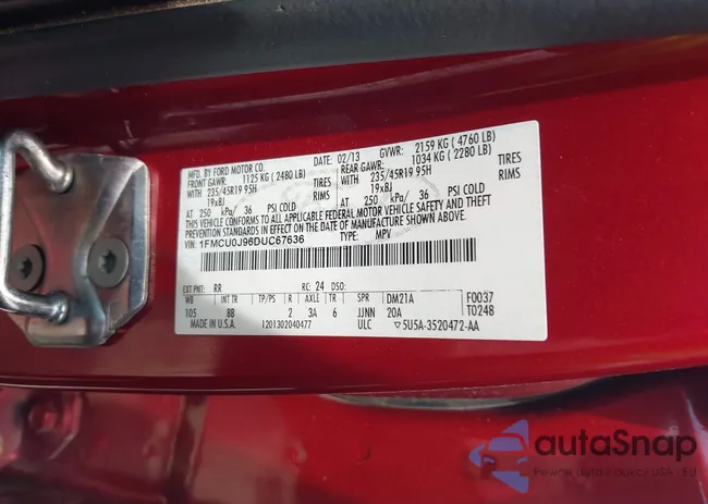 1FMCU0J96DUC67636: 42539425