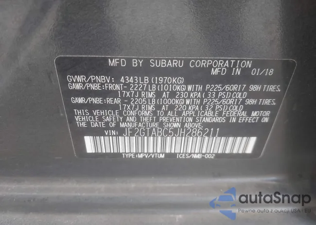 JF2GTABC5JH286211: 42540582