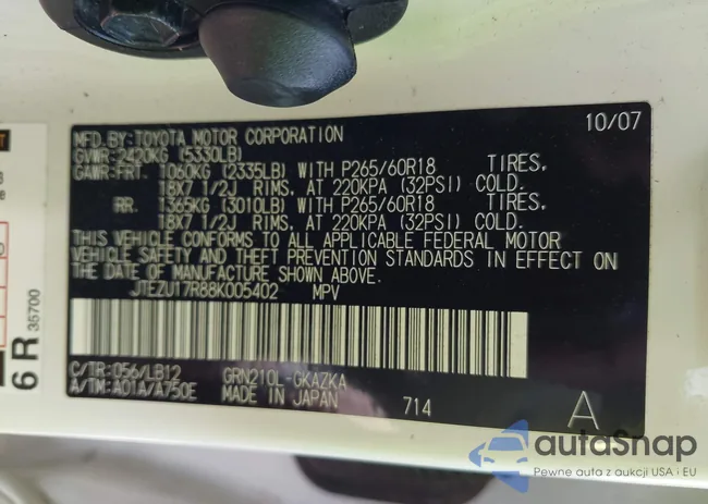 JTEZU17R88K005402: 42540678