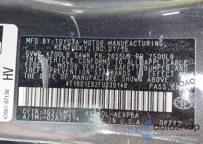 4T1BD1EB2FU039148: 42540738