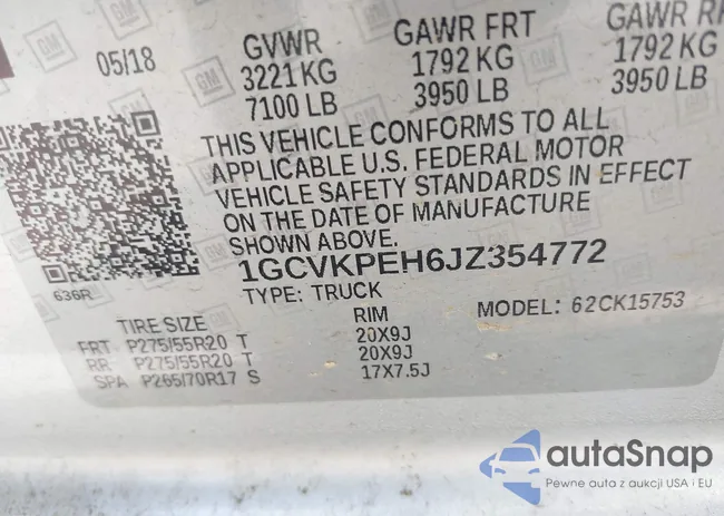 1GCVKPEH6JZ354772: 42540757