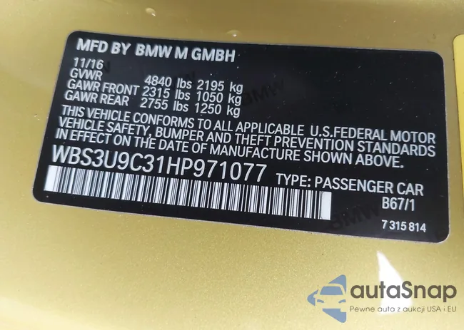 WBS3U9C31HP971077: 42541117