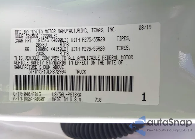 5TFDY5F13LX872904: 42540225