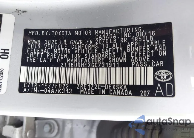 2T1BURHEXGC731911: 42540440