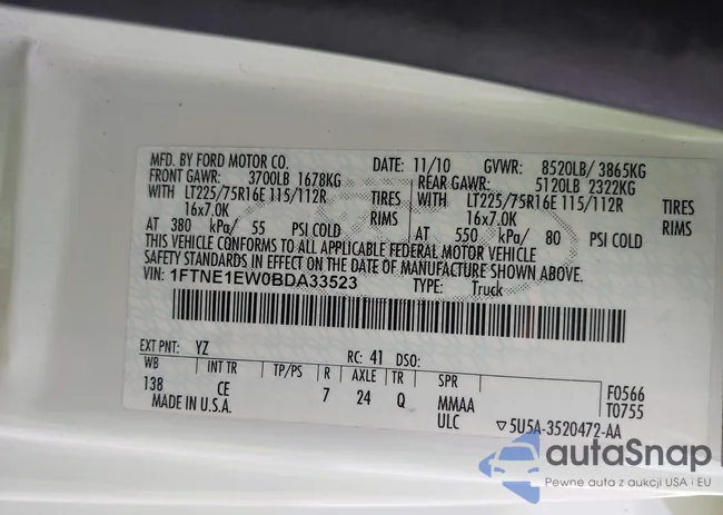 1FTNE1EW0BDA33523: 42540477