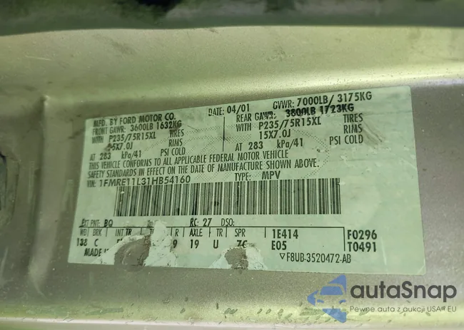 1FMRE11L31HB54160: 42541595