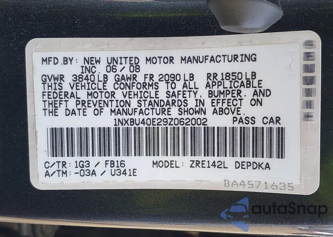 1NXBU40E29Z062002: 42541771