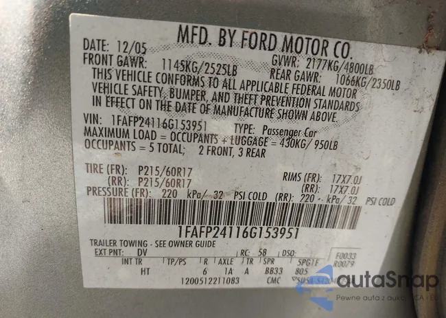 1FAFP24116G153951: 42541843