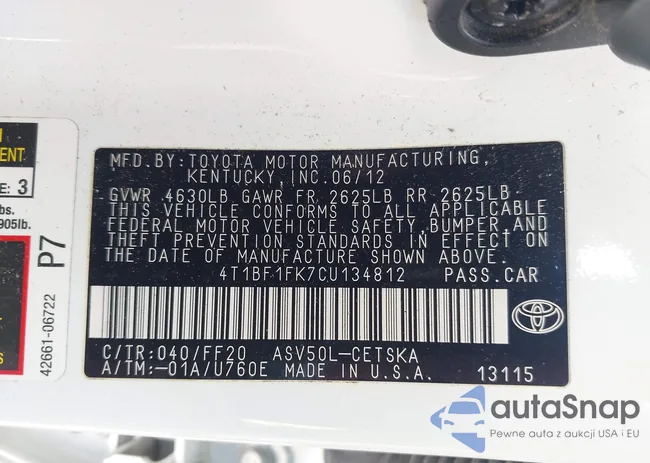 4T1BF1FK7CU134812: 42541882