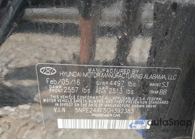 5NPE24AF5GH392383: 42542115