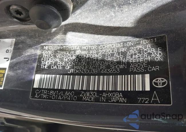 JTDKN3DU3B1443653: 42542121