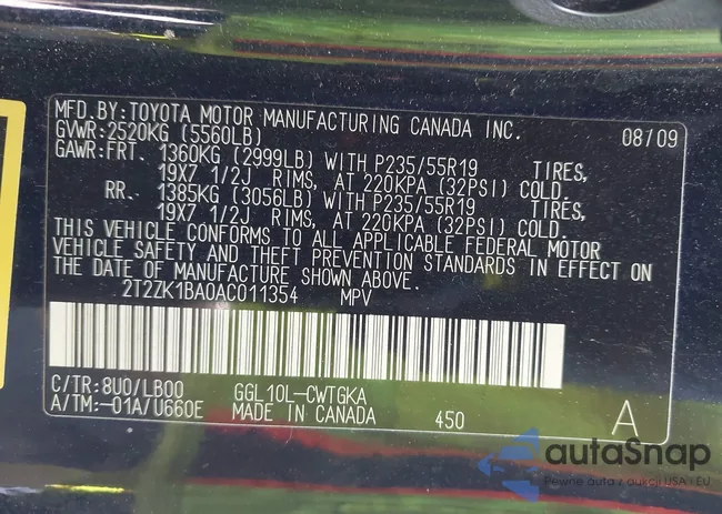 2T2ZK1BA0AC011354: 42541510