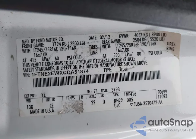 1FTNE2EWXCDA51874: 42541555