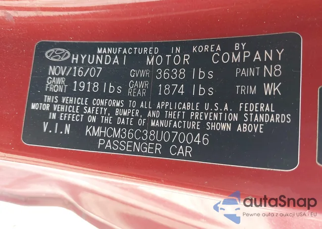 KMHCM36C38U070046: 42541567