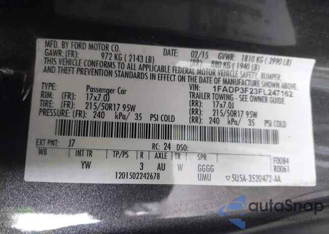 1FADP3F23FL247162: 42542583