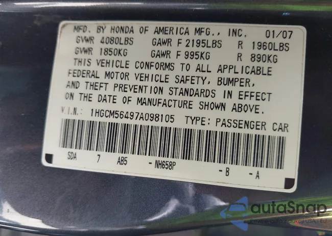 1HGCM56497A098105: 42542747