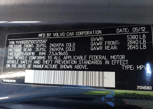 YV4902DZ5D2370587: 42542794