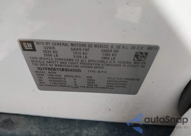 3GYFNDEY5BS643905: 42542928