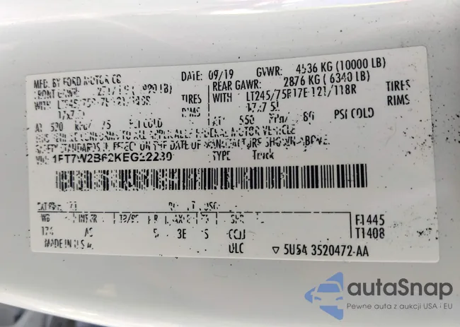 1FT7W2B62KEG22230: 42542970