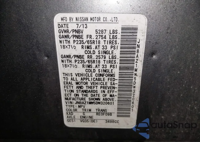 JN8AZ1MW5DW320601: 42542446