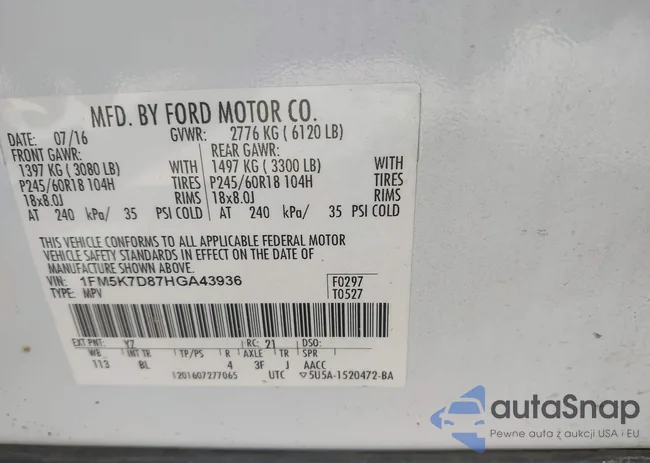 1FM5K7D87HGA43936: 42542564