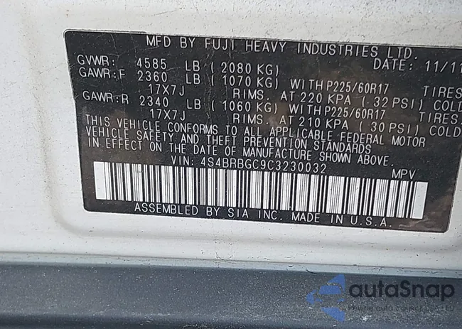 4S4BRBGC9C3230032: 42543822