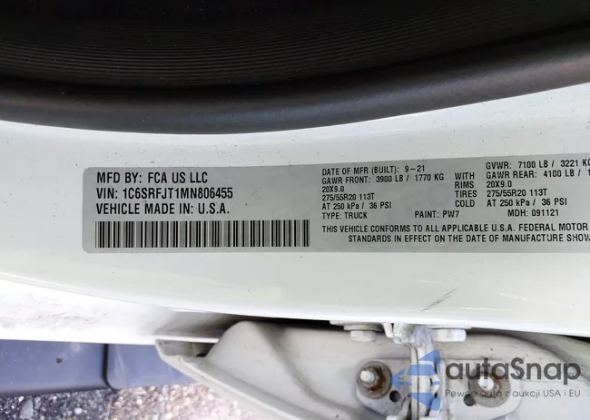 1C6SRFJT1MN806455: 42543256