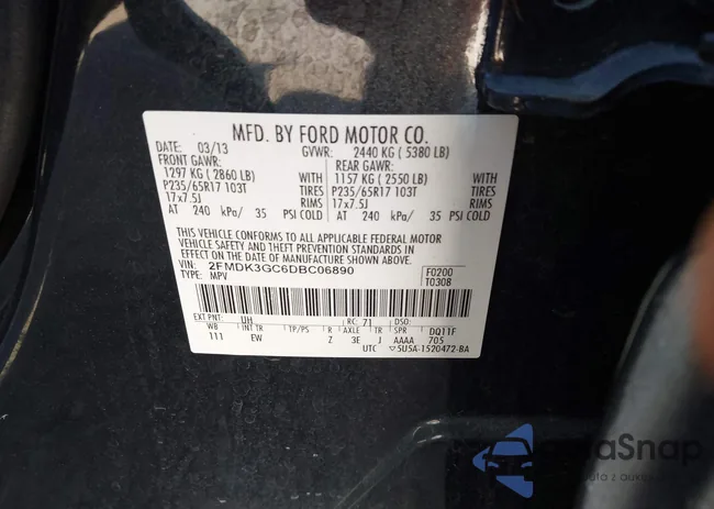 2FMDK3GC6DBC06890: 42543533