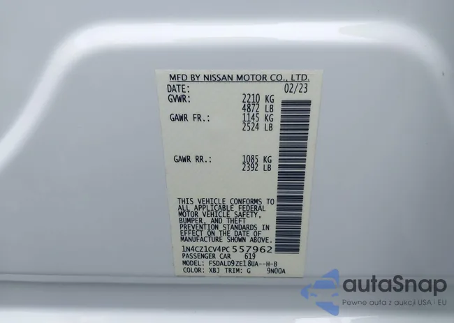 1N4CZ1CV4PC557962: 42544727