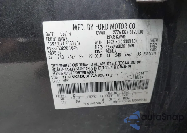 1FM5K8D88FGA60831: 42545565