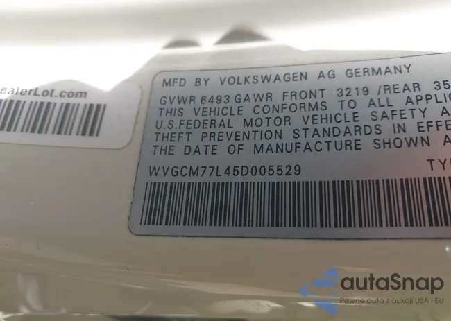 WVGCM77L45D005529: 42545726