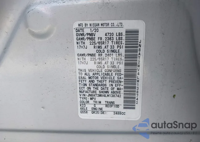 JN8AT2MV4LW138742: 42545789