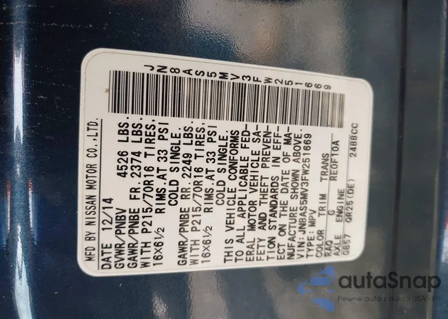 JN8AS5MV3FW251669: 42546105