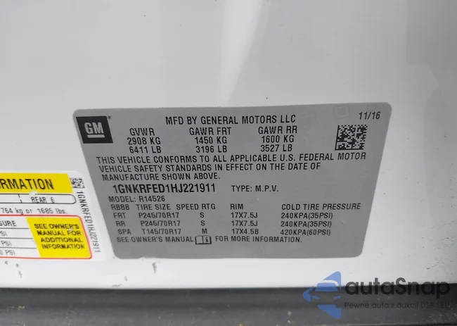 1GNKRFED1HJ221911: 42545161