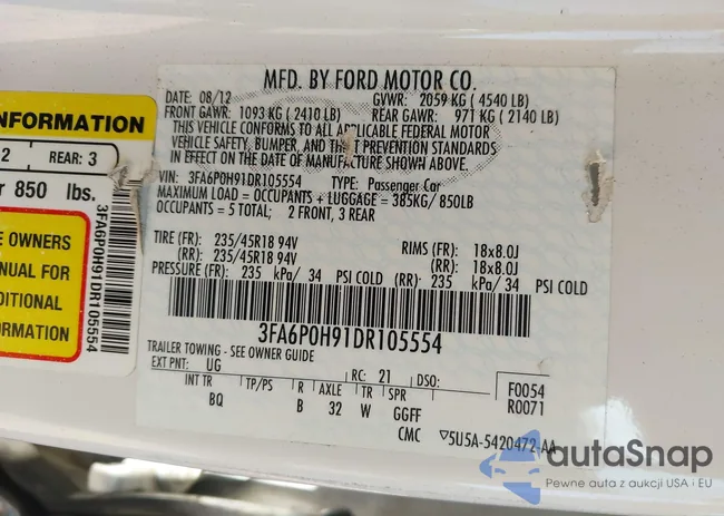 3FA6P0H91DR105554: 42545336