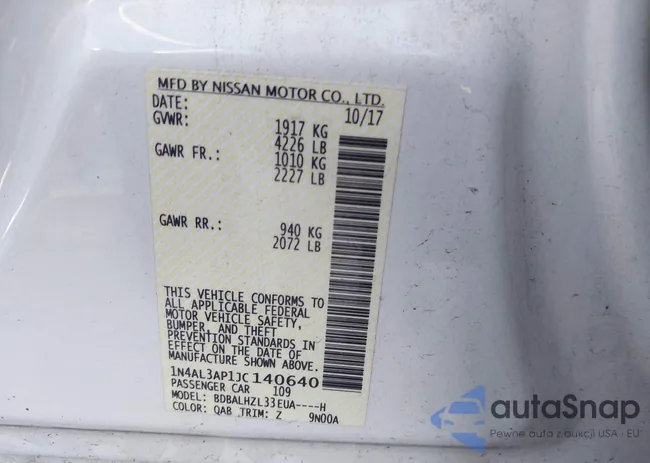 1N4AL3AP1JC140640: 42545343