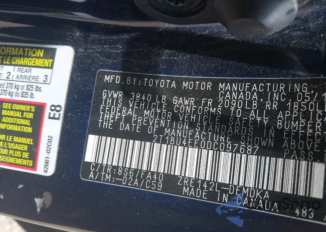 2T1BU4EE0DC097687: 42545389