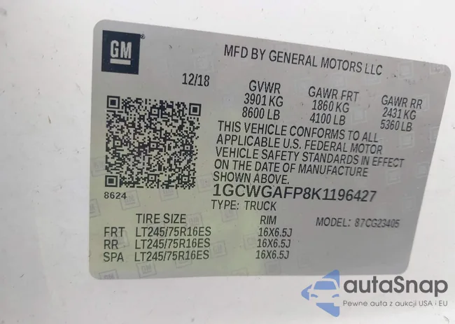 1GCWGAFP8K1196427: 42545445