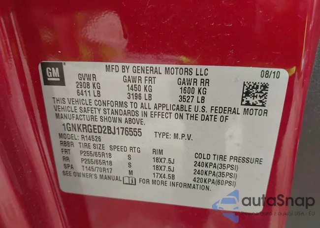 1GNKRGED2BJ176555: 42545469