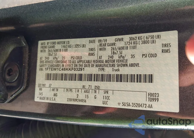 1FTEW1C48KKF03291: 42545478